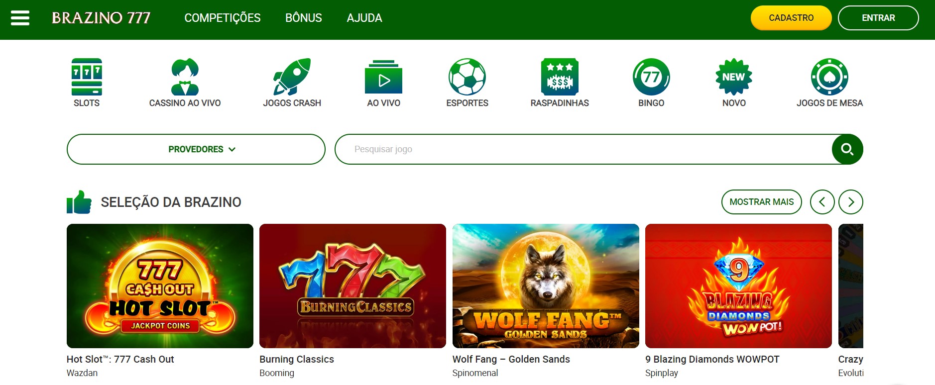 Tipos de jogos no cassino online Brazino 777